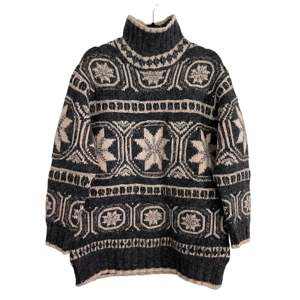 The Limited Vintage Wool Blend Snowflake Sweater Nordic Grey Cream‎ Medium